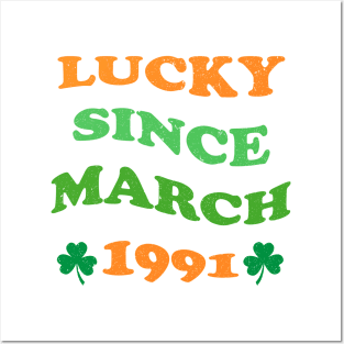 Lucky Since March 1991 33 Years Old 33th St Patricks Day Posters and Art